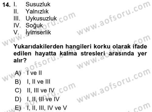 Temel Afet Bilgisi Dersi 2023 - 2024 Yılı (Final) Dönem Sonu Sınav Soruları 14. Soru