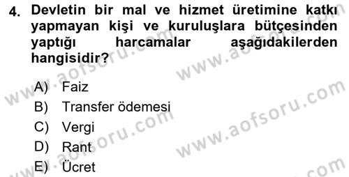 Afet Ekonomisi Ve Sigortacılığı Dersi 2023 - 2024 Yılı (Vize) Ara Sınav Soruları 4. Soru