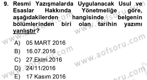 Hukuk Dili Ve Adli Yazışmalar Dersi 2015 - 2016 Yılı (Vize) Ara Sınav Soruları 9. Soru