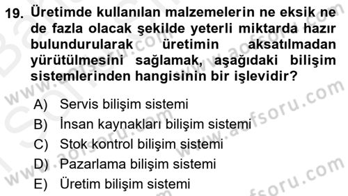 Menü Yönetimi Dersi 2015 - 2016 Yılı (Final) Dönem Sonu Sınav Soruları 19. Soru