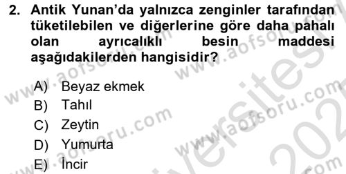 Yemek Sosyolojisi Dersi 2024 - 2025 Yılı Yaz Okulu Sınav Soruları 2. Soru