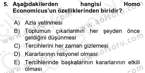 Afet Ekonomisi Ve Sigortacılığı Dersi 2018 - 2019 Yılı (Vize) Ara Sınav Soruları 5. Soru