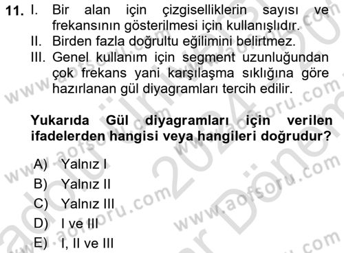 Veri Analizi Ve Değerlendirme Dersi 2024 - 2025 Yılı (Final) Dönem Sonu Sınav Soruları 11. Soru
