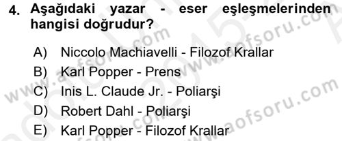 Uluslararası İlişkilerde Araştırma Yöntemleri Dersi 2015 - 2016 Yılı (Vize) Ara Sınav Soruları 4. Soru