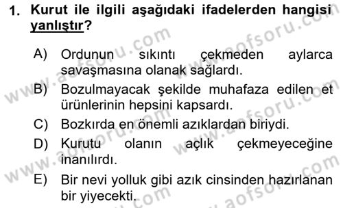 Türk Mutfak Kültürü Dersi 2021 - 2022 Yılı Yaz Okulu Sınav Soruları 1. Soru