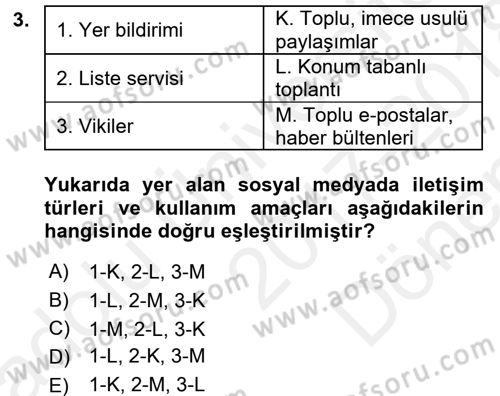 Acil Durum ve Afet Farkındalık Eğitimi Dersi 2017 - 2018 Yılı (Final) Dönem Sonu Sınav Soruları 3. Soru