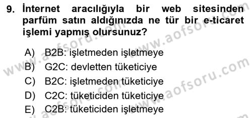 Büro Teknolojileri Dersi 2023 - 2024 Yılı (Vize) Ara Sınav Soruları 9. Soru