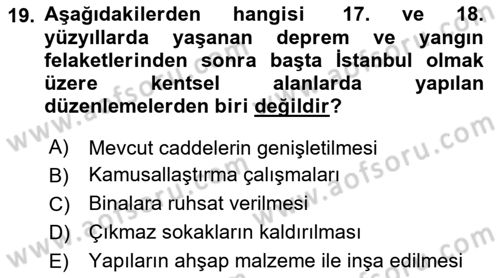 Kent, Planlama ve Afet Risk Yönetimi Dersi 2023 - 2024 Yılı Yaz Okulu Sınav Soruları 19. Soru