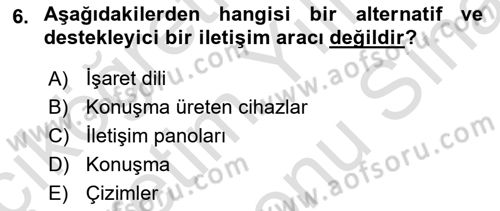 Özel Gereksinimli Bireyler İçin Afet ve Acil Durum Yönetimi Dersi 2024 - 2025 Yılı (Final) Dönem Sonu Sınav Soruları 6. Soru