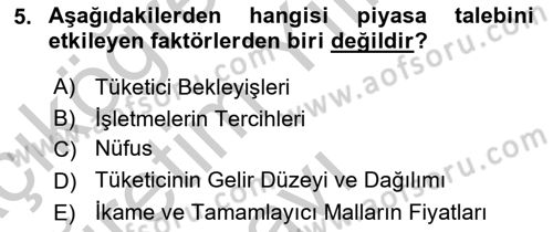 Afet Ekonomisi Ve Sigortacılığı Dersi 2018 - 2019 Yılı Yaz Okulu Sınav Soruları 5. Soru