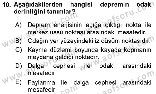 Afet Risk Azaltma Politikaları Dersi 2024 - 2025 Yılı (Final) Dönem Sonu Sınav Soruları 10. Soru