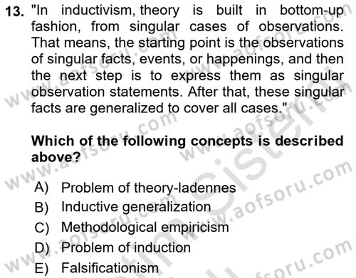 Research Methods Dersi 2021 - 2022 Yılı Yaz Okulu Sınav Soruları 13. Soru