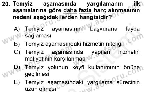 Damga Vergisi Ve Harçlar Bilgisi Dersi 2015 - 2016 Yılı Tek Ders Sınav Soruları 20. Soru