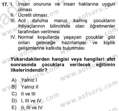 Göç Ve Göçmen Sorunları Dersi 2024 - 2025 Yılı (Vize) Ara Sınav Soruları 17. Soru