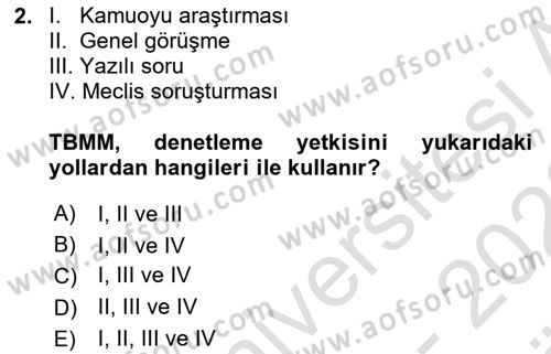 İdari Yargı Dersi 2021 - 2022 Yılı (Vize) Ara Sınav Soruları 2. Soru