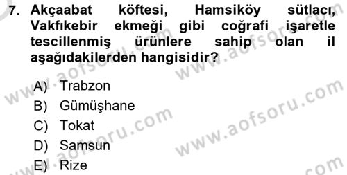 Gastronomi Ve Sürdürülebilirlik Dersi 2020 - 2021 Yılı Yaz Okulu Sınav Soruları 7. Soru