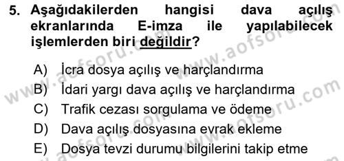 Ulusal Yargı Ağı Projesi 1 Dersi 2019 - 2020 Yılı (Vize) Ara Sınav Soruları 5. Soru