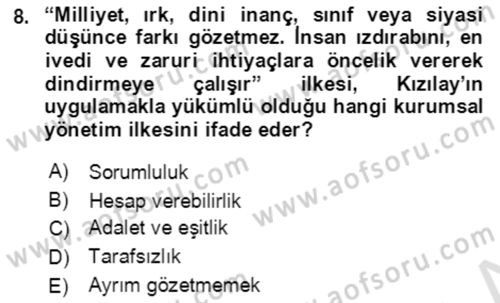 Afet Risk Azaltma Politikaları Dersi 2019 - 2020 Yılı (Vize) Ara Sınav Soruları 8. Soru