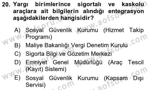 Mesleki Bilgisayar Ve Uyap Dersi 2024 - 2025 Yılı (Vize) Ara Sınav Soruları 20. Soru
