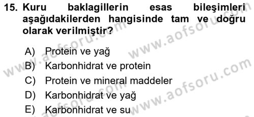 Temel Mutfak Teknikleri Dersi 2024 - 2025 Yılı Yaz Okulu Sınav Soruları 15. Soru