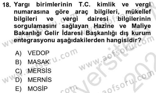 Mesleki Bilgisayar Ve Uyap Dersi 2023 - 2024 Yılı (Vize) Ara Sınav Soruları 18. Soru