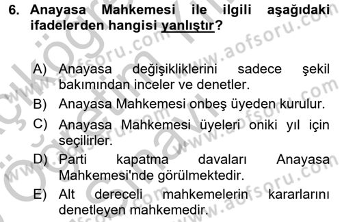 İdari Yargı Dersi 2018 - 2019 Yılı Yaz Okulu Sınav Soruları 6. Soru