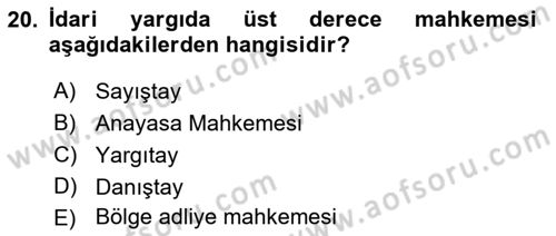 Hukuk Dili Ve Adli Yazışmalar Dersi 2021 - 2022 Yılı Yaz Okulu Sınav Soruları 20. Soru