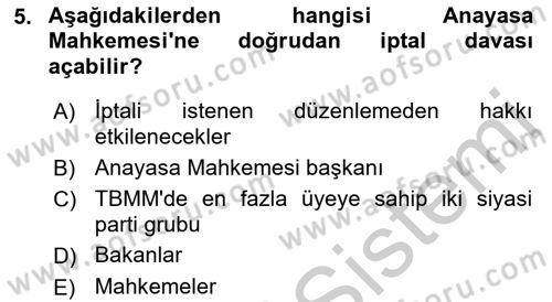 İdari Yargı Dersi 2018 - 2019 Yılı Yaz Okulu Sınav Soruları 5. Soru