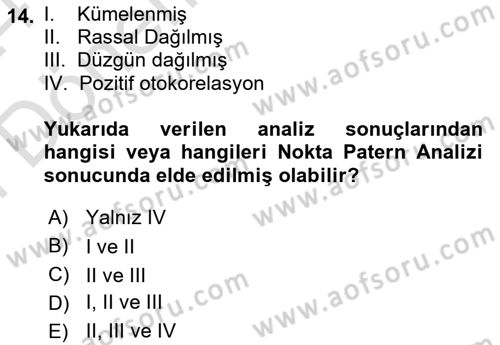 Veri Analizi Ve Değerlendirme Dersi 2023 - 2024 Yılı (Final) Dönem Sonu Sınav Soruları 14. Soru
