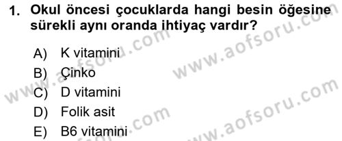 Beslenmenin Temel İlkeleri Dersi 2018 - 2019 Yılı Yaz Okulu Sınav Soruları 1. Soru