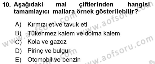 Afet Ekonomisi Ve Sigortacılığı Dersi 2023 - 2024 Yılı (Vize) Ara Sınav Soruları 10. Soru
