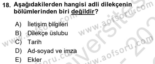 Hukuk Dili Ve Adli Yazışmalar Dersi 2020 - 2021 Yılı Yaz Okulu Sınav Soruları 18. Soru