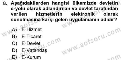 Büro Teknolojileri Dersi 2016 - 2017 Yılı (Vize) Ara Sınav Soruları 8. Soru