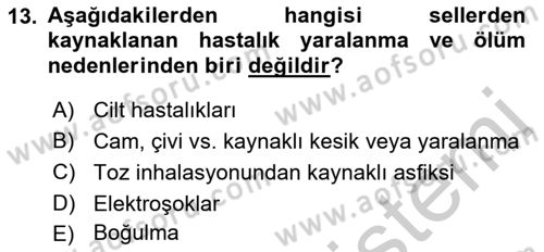 Afet Tıbbı ve Yönetim İlkeleri Dersi 2018 - 2019 Yılı Yaz Okulu Sınav Soruları 13. Soru