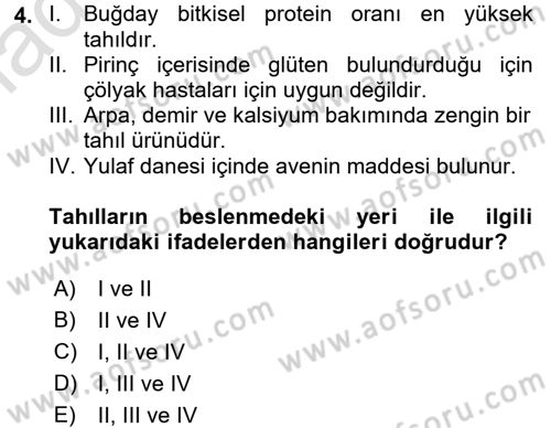 Gıda Coğrafyası Dersi 2017 - 2018 Yılı (Vize) Ara Sınav Soruları 4. Soru