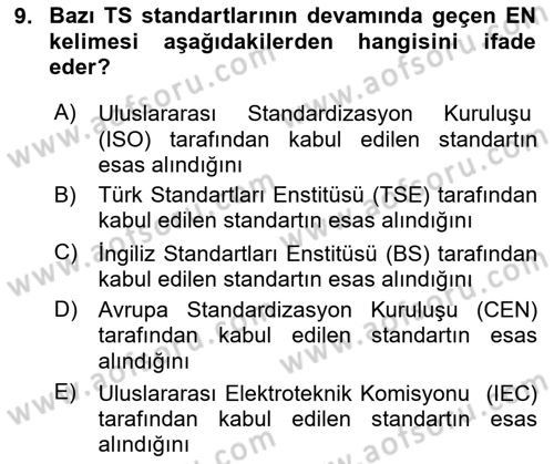 Yangın ve Yangın Güvenliği Dersi 2023 - 2024 Yılı (Vize) Ara Sınav Soruları 9. Soru