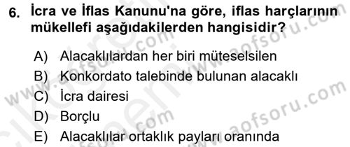 Damga Vergisi Ve Harçlar Bilgisi Dersi 2015 - 2016 Yılı Tek Ders Sınav Soruları 6. Soru