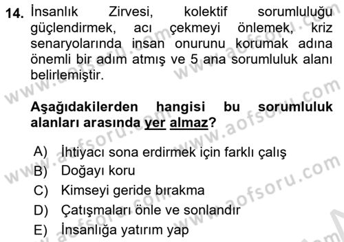 Sürdürülebilir Kentsel Dayanıklılık Dersi 2024 - 2025 Yılı (Vize) Ara Sınav Soruları 14. Soru