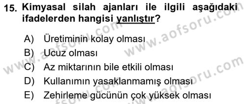 Arama Kurtarma Bilgisi ve Etik Değerler Dersi 2023 - 2024 Yılı (Final) Dönem Sonu Sınav Soruları 15. Soru