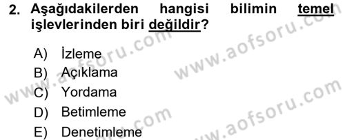 Sosyal Bilimlerde Araştırma Yöntemleri Dersi 2016 - 2017 Yılı (Vize) Ara Sınav Soruları 2. Soru