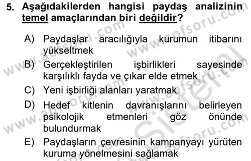 Acil Durum ve Afet Farkındalık Eğitimi Dersi 2017 - 2018 Yılı (Vize) Ara Sınav Soruları 5. Soru