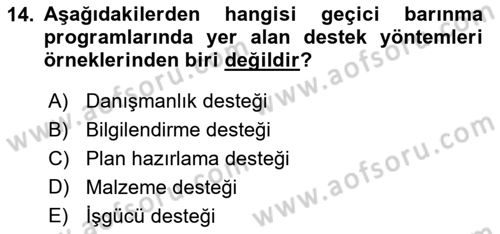 Afet Yönetimi 1 Dersi 2022 - 2023 Yılı (Final) Dönem Sonu Sınav Soruları 14. Soru
