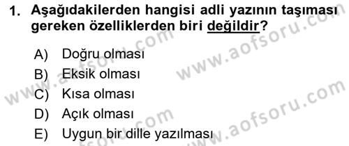 Hukuk Dili Ve Adli Yazışmalar Dersi 2021 - 2022 Yılı (Vize) Ara Sınav Soruları 1. Soru