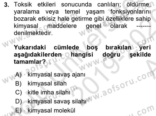 Kbrn Savunma Ve Güvenlik Dersi 2019 - 2020 Yılı (Vize) Ara Sınav Soruları 3. Soru