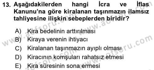 Hukuk Dili Ve Adli Yazışmalar Dersi 2018 - 2019 Yılı (Final) Dönem Sonu Sınav Soruları 13. Soru