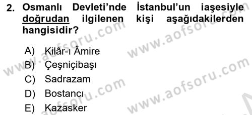 Osmanlı Mutfağı Dersi 2024 - 2025 Yılı (Vize) Ara Sınav Soruları 2. Soru