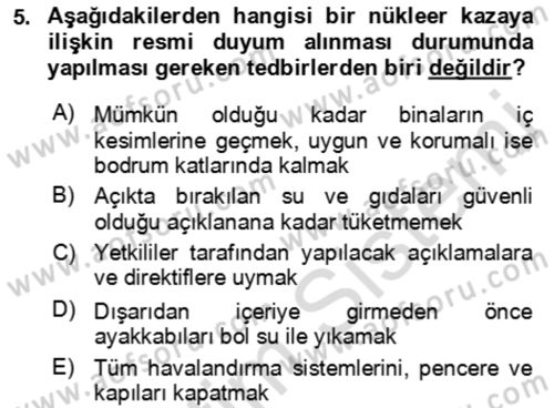 Kbrn Savunma Ve Güvenlik Dersi 2018 - 2019 Yılı 3 Ders Sınav Soruları 5. Soru