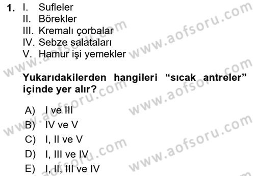 Menü Yönetimi Dersi 2020 - 2021 Yılı Yaz Okulu Sınav Soruları 1. Soru