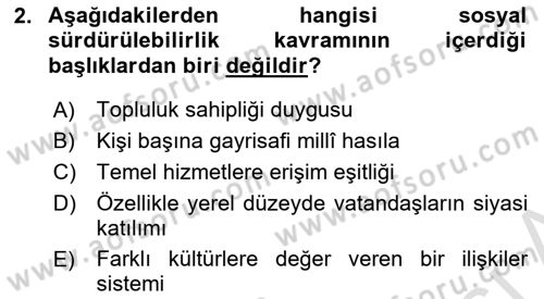 Gastronomi Ve Sürdürülebilirlik Dersi 2023 - 2024 Yılı Yaz Okulu Sınav Soruları 2. Soru