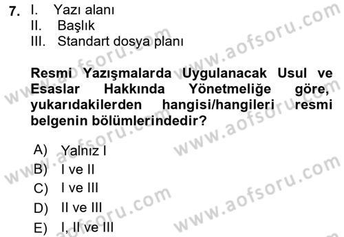 Hukuk Dili Ve Adli Yazışmalar Dersi 2021 - 2022 Yılı Yaz Okulu Sınav Soruları 7. Soru